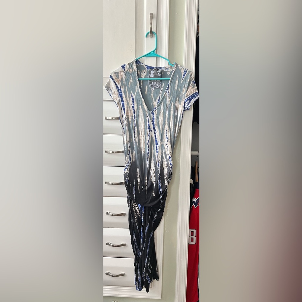 Young Fabulous & Broke Blue and Black Midi Dress